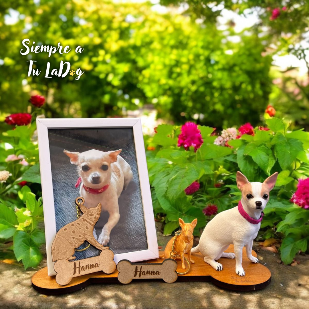 Replica de Mascota con Base en forma de Hueso y Foto