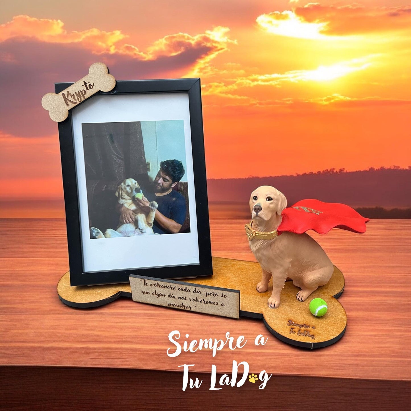 Replica de Mascota con Base en forma de Hueso y Foto