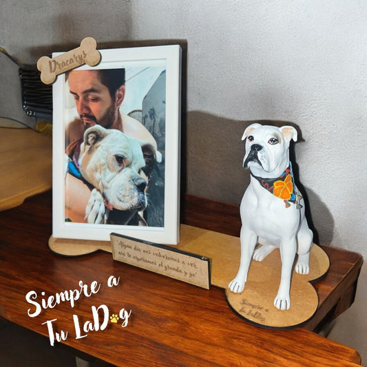 Replica de Mascota con Base en forma de Hueso y Foto